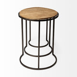 Glover (Set of 3) 20L x 20W Brown Wood Round Top W/Metal Nesting Accent Tables by Mercana at Eve Furniture