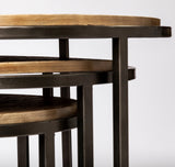 Glover (Set of 3) 20L x 20W Brown Wood Round Top W/Metal Nesting Accent Tables by Mercana at Eve Furniture