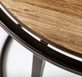 Glover (Set of 3) 20L x 20W Brown Wood Round Top W/Metal Nesting Accent Tables by Mercana at Eve Furniture