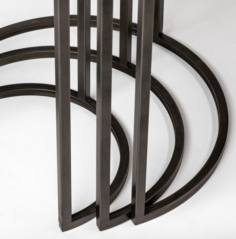 Glover (Set of 3) Brown Wood Round Top W/Metal Nesting Accent Tables by Mercana at Eve Furniture