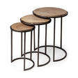 Glover (Set of 3) Brown Wood Round Top W/Metal Nesting Accent Tables by Mercana at Eve Furniture