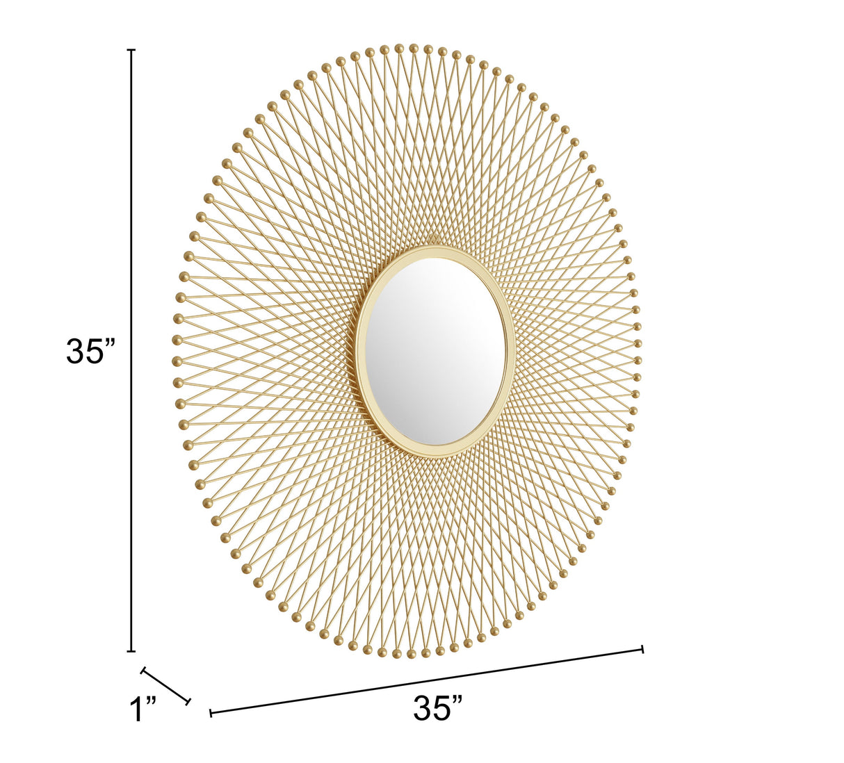 Glow Gold Round Mirror by Zuomod at Eve Furniture