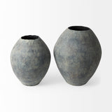 Gobi 16L x 20H Small Gray Ceramic Oval Vase by Mercana at Eve Furniture