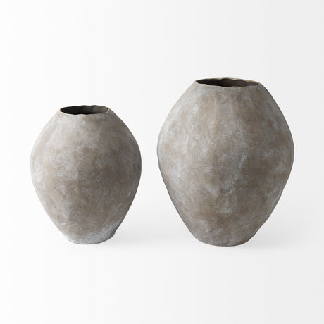 Gobi Large Tan Ceramic Oval Vase by Mercana at Eve Furniture