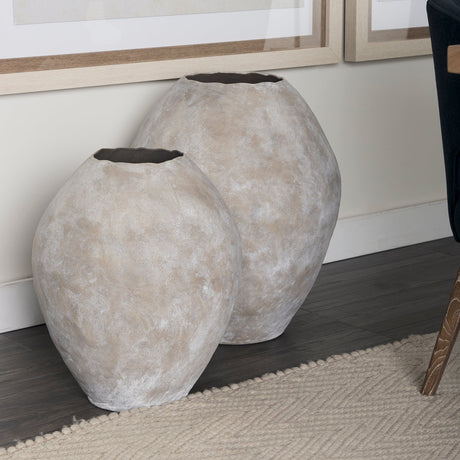 Gobi Large Tan Ceramic Oval Vase by Mercana at Eve Furniture