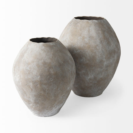 Gobi Small Tan Ceramic Oval Vase by Mercana at Eve Furniture