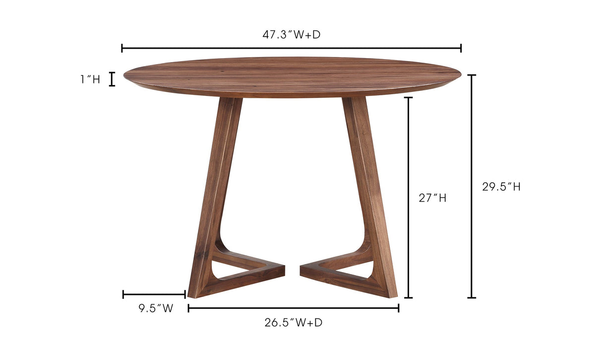 Godenza Round Dining Table Walnut by Moe's Home at Eve Furniture