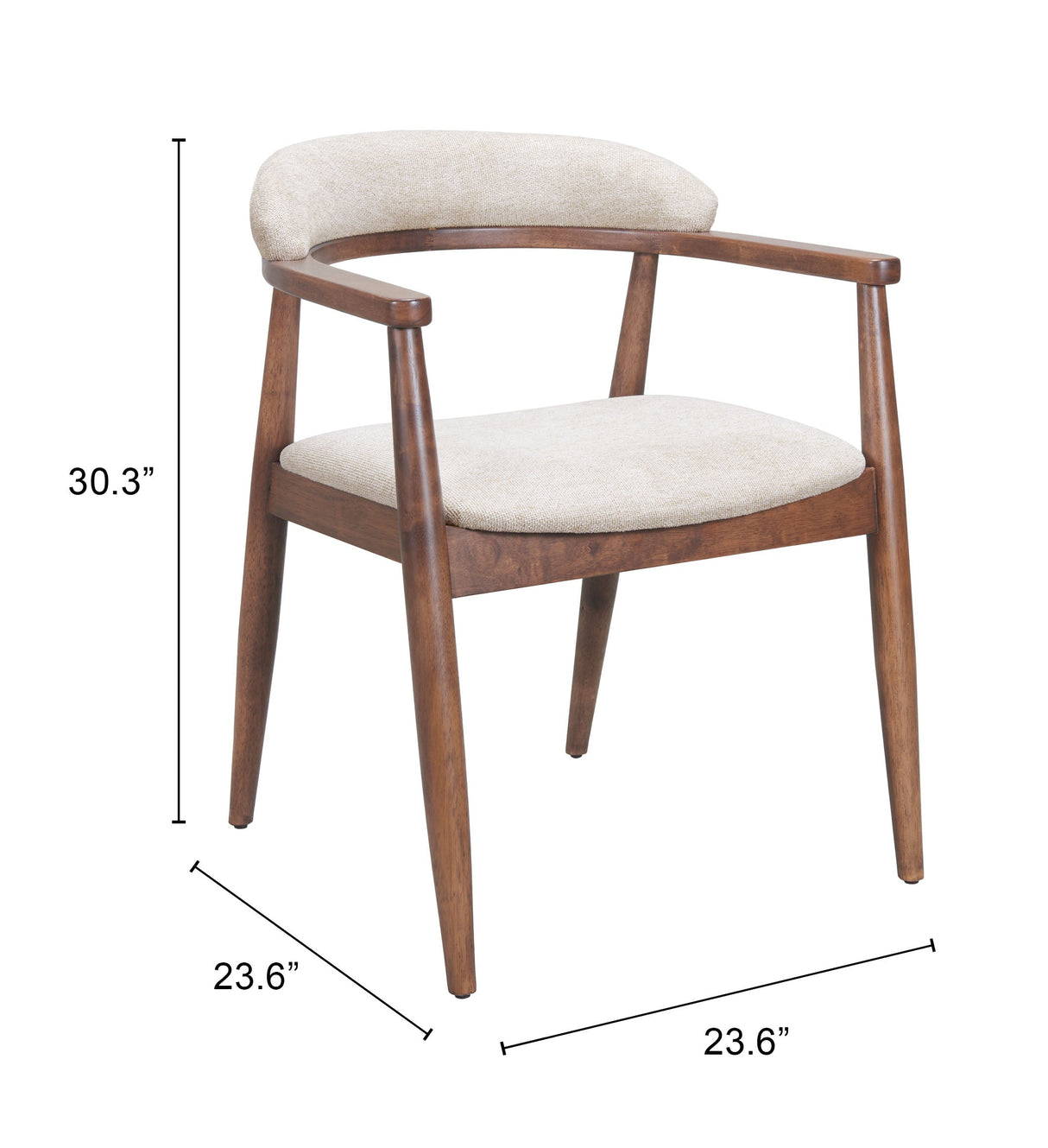 Goka Beige & Walnut Dining Chair by Zuomod at Eve Furniture