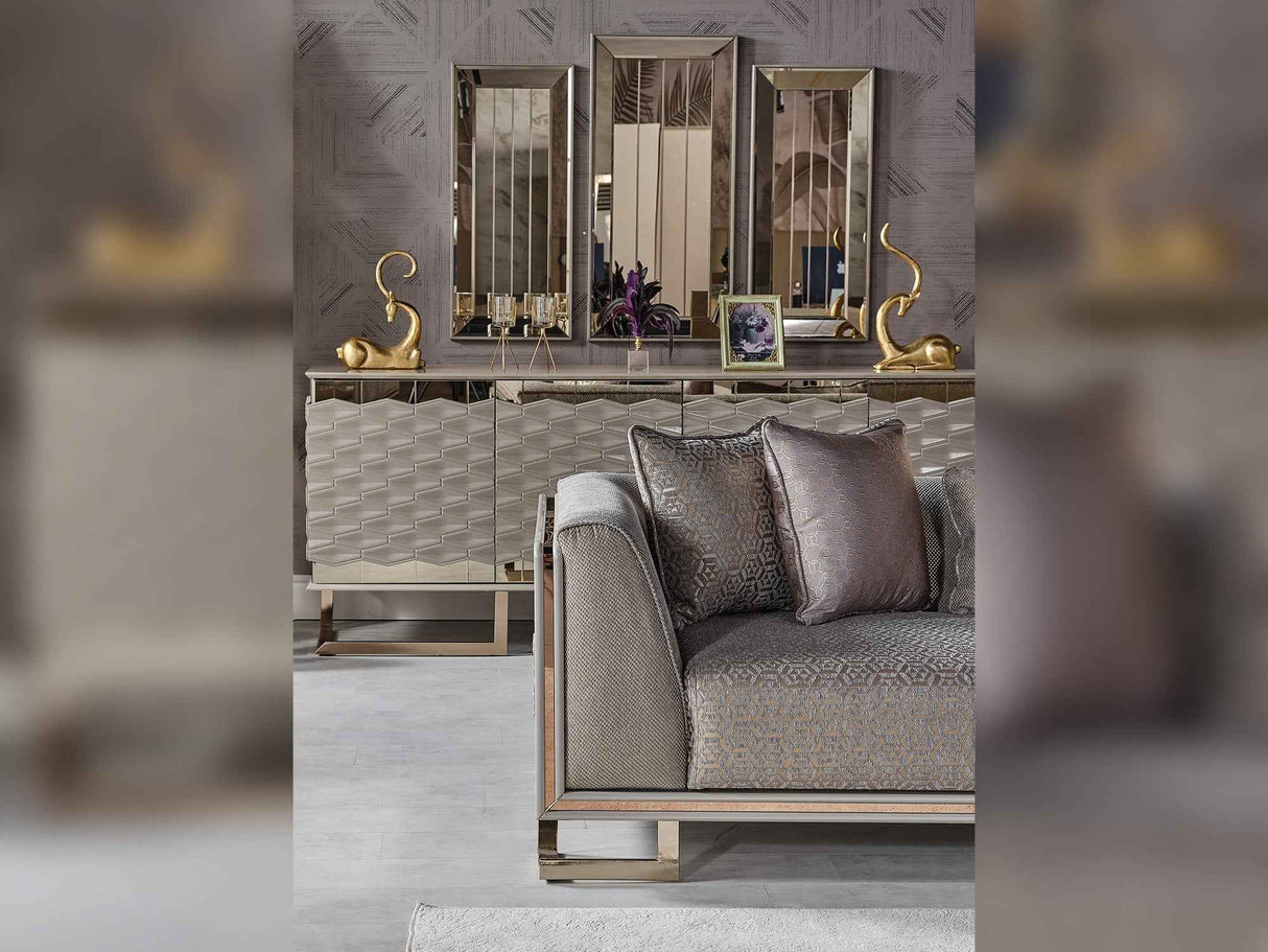 Gokce 4-pieces (2 Sofa & 2 Chair) Livingroom Set in Grey