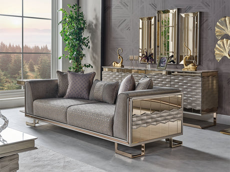 Gokce Grey 4-pieces (2 Sofa & 2 Chair) Living Room Set by Furnia at Eve Furniture