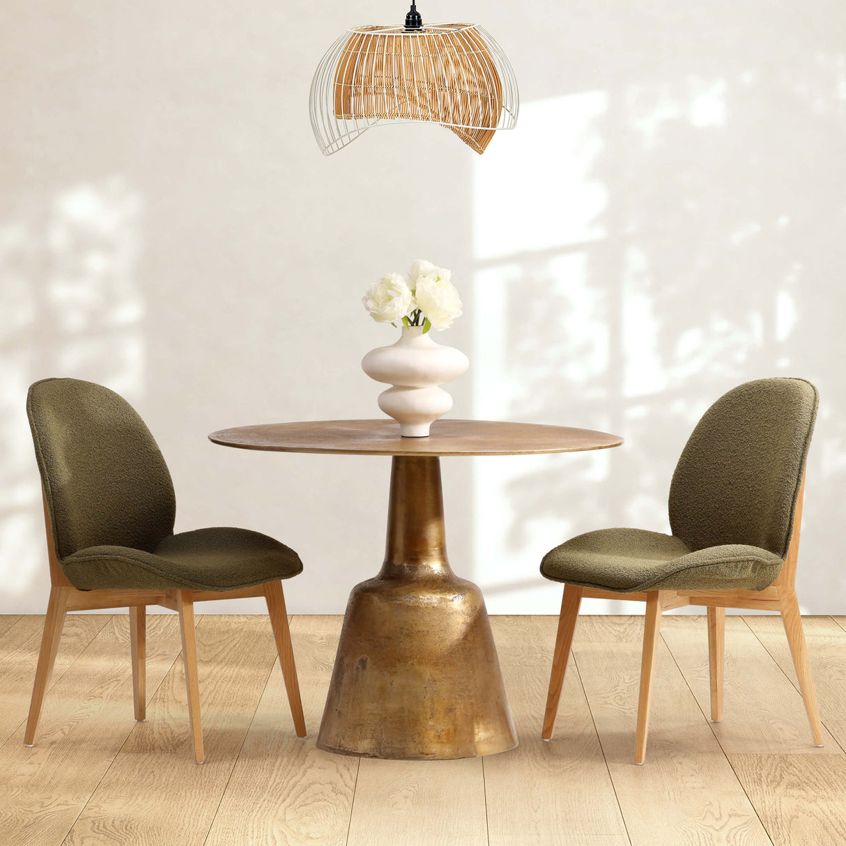 Golbez 40" Dining Table, Antique Brass by Dovetail at Eve Furniture