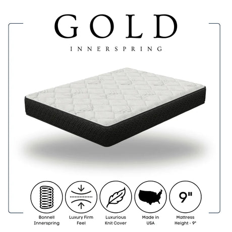 Gold 9" Innerspring Queen Mattress by Happy Homes at Eve Furniture
