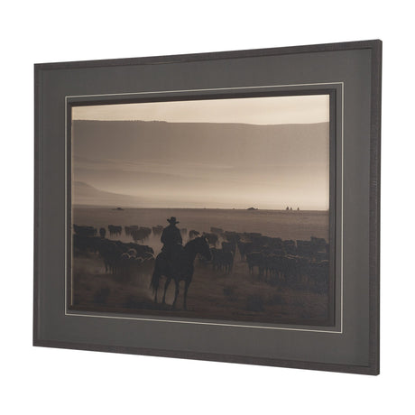 Golden Hour Cowboy Herd by Andreas Magnusson Textured FramedPhoto Print Matted under Glass by Mercana at Eve Furniture