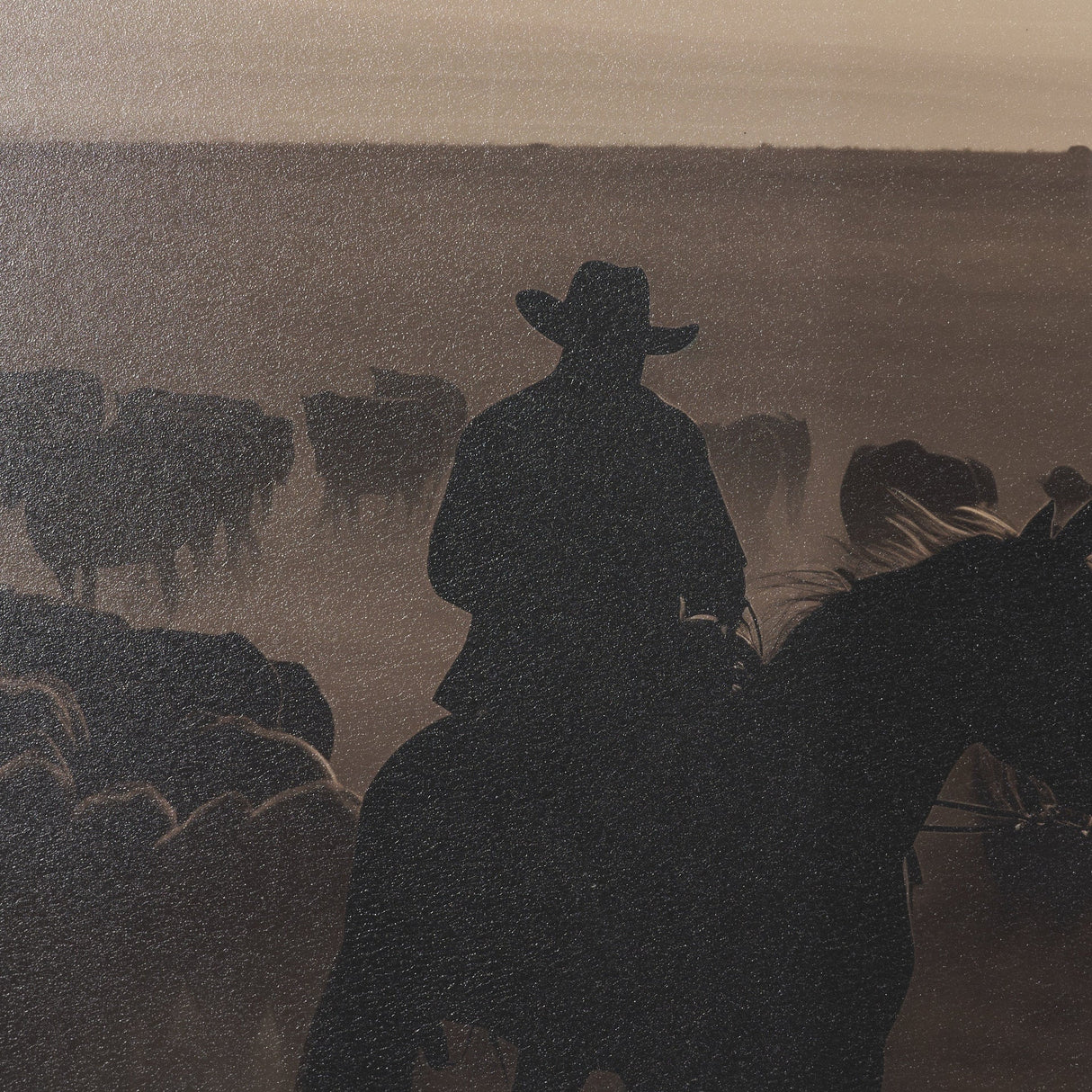 Golden Hour Cowboy Herd by Andreas Magnusson Textured FramedPhoto Print Matted under Glass by Mercana at Eve Furniture