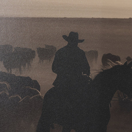 Golden Hour Cowboy Herd by Andreas Magnusson Textured FramedPhoto Print Matted under Glass by Mercana at Eve Furniture