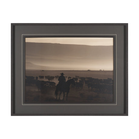 Golden Hour Cowboy Herd by Andreas Magnusson Textured FramedPhoto Print Matted under Glass by Mercana at Eve Furniture