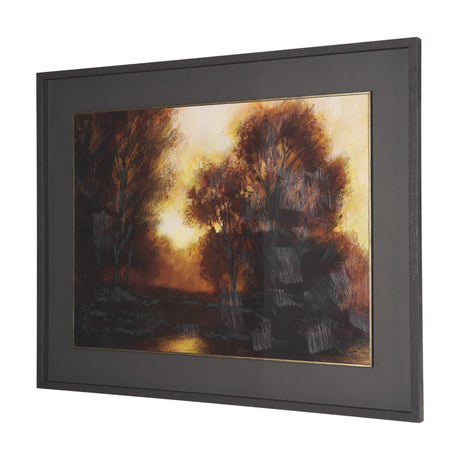 Golden Quiet I by Mercana Studio Hand-Embellished Textured Framed Artwork Matted under Glass by Mercana at Eve Furniture