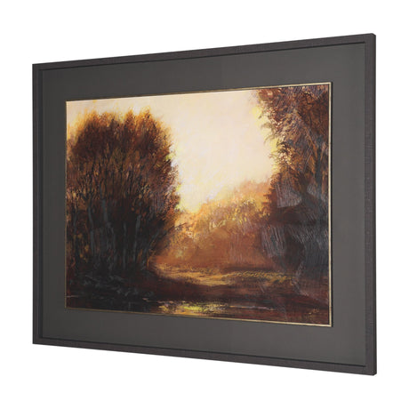 Golden Quiet II by Mercana Studio Hand-Embellished Textured Framed Artwork Matted under Glass by Mercana at Eve Furniture