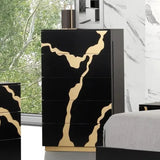Goldsberg Black/Gold-Painted Pattern 5-Piece Queen Bedroom Set by Furniture of America at Eve Furniture