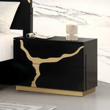 Goldsberg Black/Gold-Painted Pattern 4-Piece Queen Bedroom Set by Furniture of America at Eve Furniture
