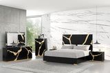 Goldsberg Black/Gold Queen Panel Bed by Furniture of America at Eve Furniture