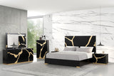 Goldsberg Black/Gold King Panel Bed by Furniture of America at Eve Furniture