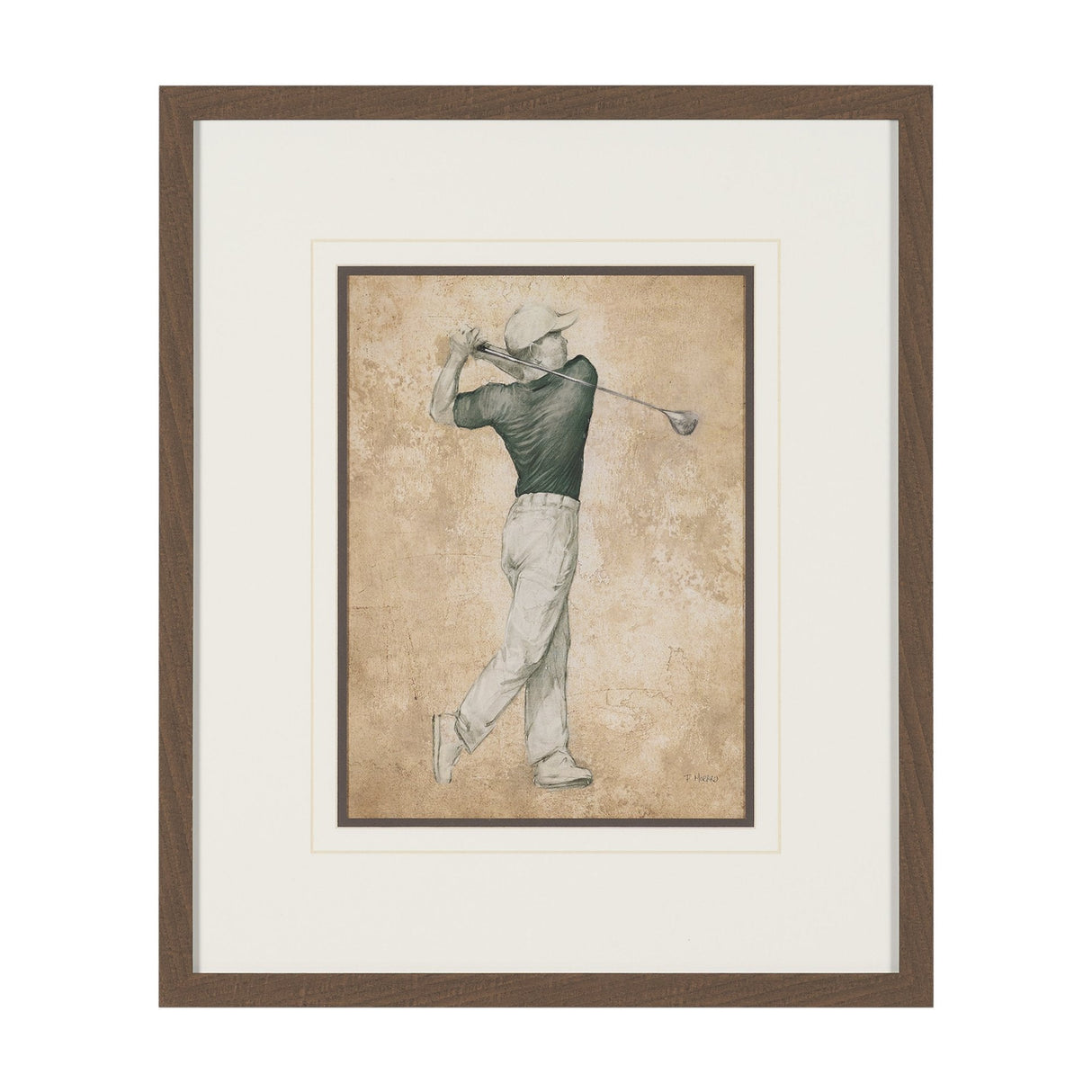 Golf Swing I by Mercana Studio Hand-Embellished Framed Artwork Matted under Glass by Mercana at Eve Furniture
