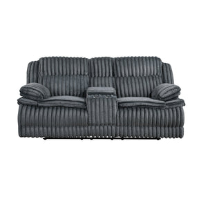 Goodland Dark Gray Double Reclining Loveseat with Center Console by Homelegance at Eve Furniture