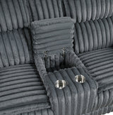 Goodland Dark Gray Double Reclining Loveseat with Center Console by Homelegance at Eve Furniture