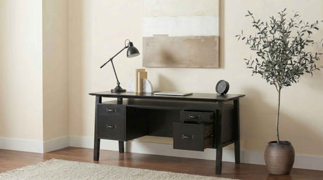 Goodson Black 64-inch 4-Drawer Double Pedestal Computer Desk by Coaster at Eve Furniture