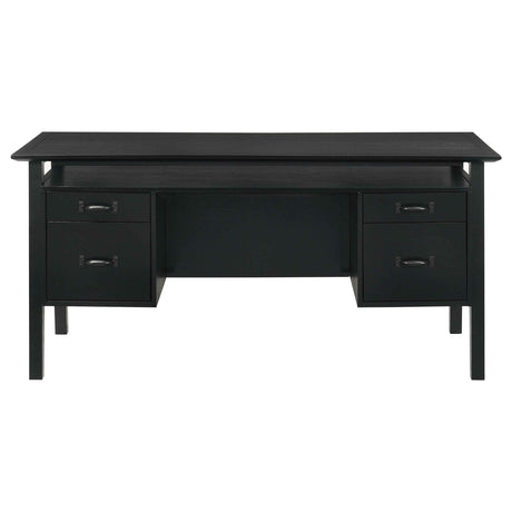 Goodson Black 64-inch 4-Drawer Double Pedestal Computer Desk by Coaster at Eve Furniture
