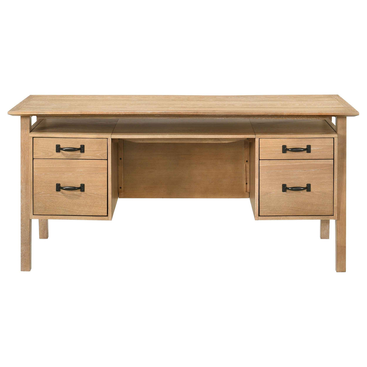 Goodson Distressed Light Brown 64-inch 4-Drawer Double Pedestal Computer Desk by Coaster at Eve Furniture