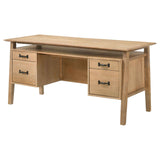 Goodson Distressed Light Brown 64-inch 4-Drawer Double Pedestal Computer Desk by Coaster at Eve Furniture
