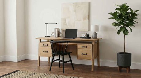 Goodson Distressed Light Brown 64-inch 4-Drawer Double Pedestal Computer Desk by Coaster at Eve Furniture