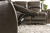 Gorgius Espresso Leather Modular Power Reclining Sectional by Furniture of America at Eve Furniture