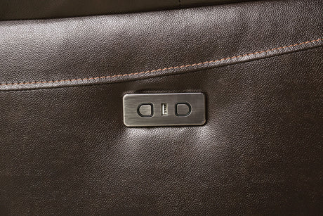 Gorgius Espresso Top Grain Leather Match Power Reclining Sofa & Loveseat by Furniture of America at Eve Furniture