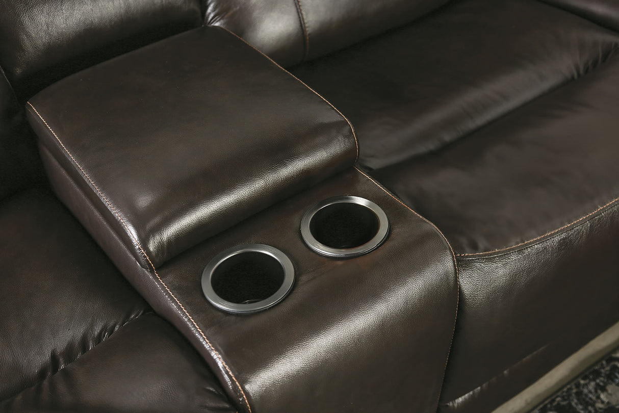 Gorgius Espresso Top Grain Leather Match Power Reclining Sofa & Loveseat by Furniture of America at Eve Furniture