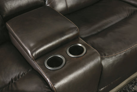 Gorgius Espresso Top Grain Leather Match Power Reclining Sofa & Loveseat by Furniture of America at Eve Furniture