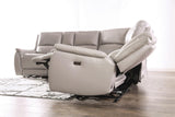 Gorgius Light Gray Leather Modular Power Reclining Sectional by Furniture of America at Eve Furniture