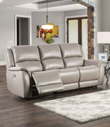 Gorgius Light Gray Top Grain Leather Match Power Reclining Sofa & Loveseat by Furniture of America at Eve Furniture