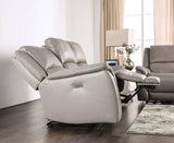 Gorgius Light Gray Top Grain Leather Match Power Reclining Sofa & Loveseat by Furniture of America at Eve Furniture