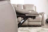 Gorgius Light Gray Top Grain Leather Match Power Reclining Sofa & Loveseat by Furniture of America at Eve Furniture
