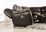 Gorgius Espresso Leather Modular Power Reclining Sectional by Furniture of America at Eve Furniture