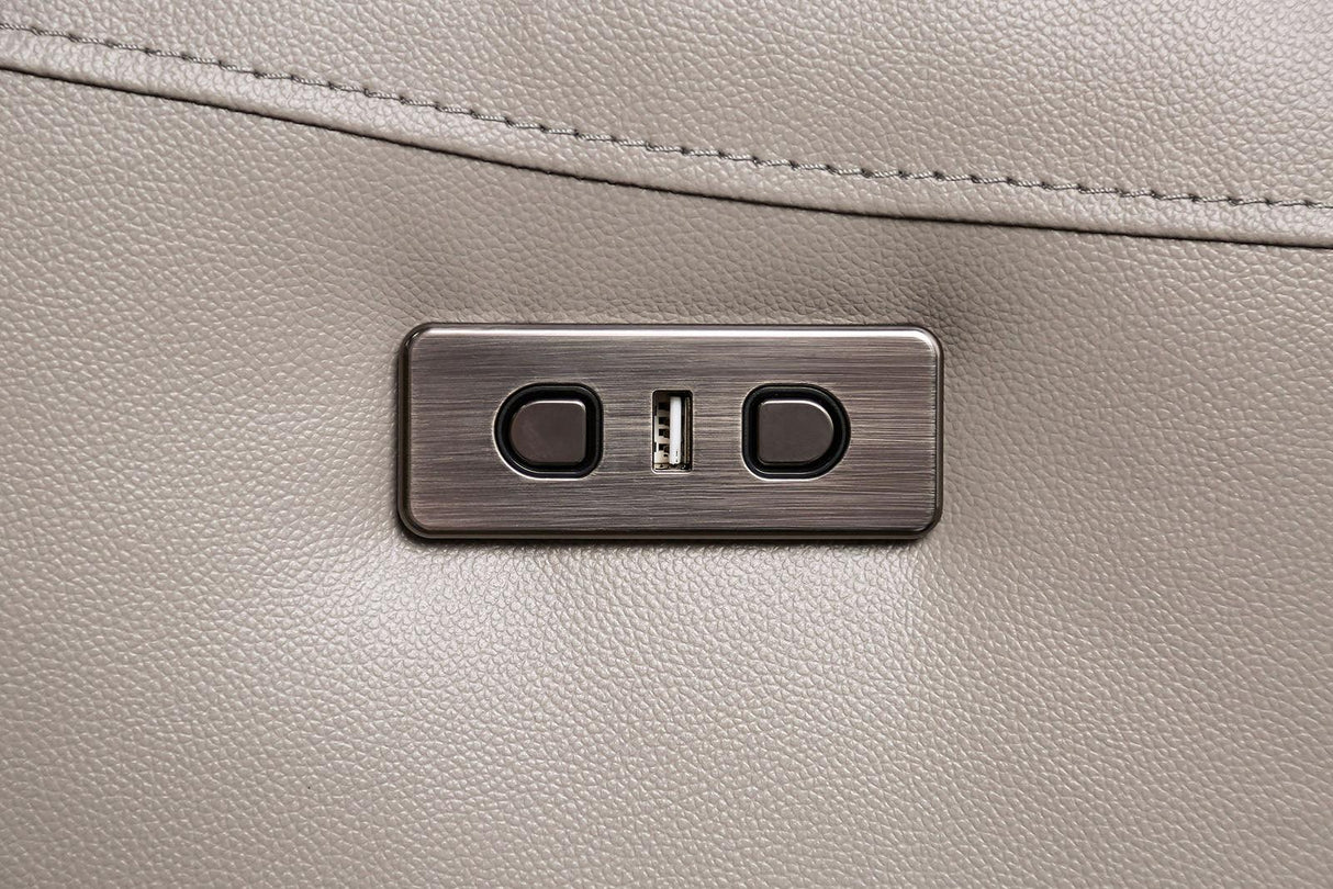 Gorgius Light Gray Leather Modular Power Reclining Sectional by Furniture of America at Eve Furniture