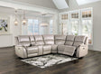 Gorgius Light Gray Leather Modular Power Reclining Sectional by Furniture of America at Eve Furniture