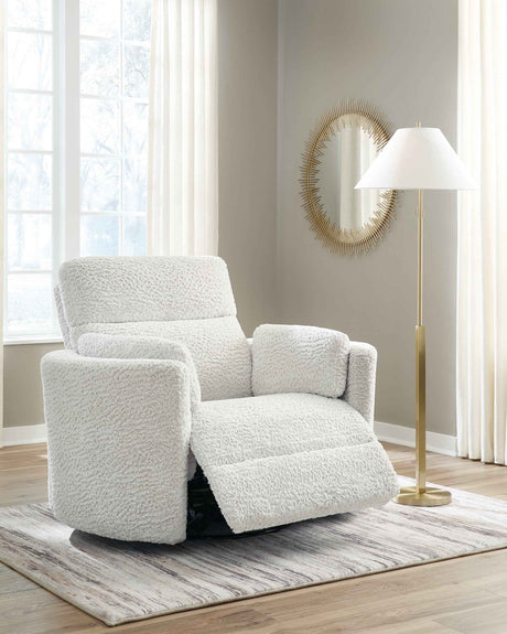 Gosaldo Silver Swivel Power Glider Recliner by Ashley at Eve Furniture