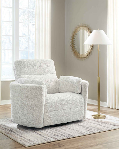 Gosaldo Silver Swivel Power Glider Recliner by Ashley at Eve Furniture