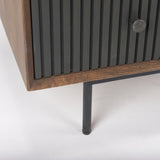 Grace 35.5L x 18.0W x 31.0H Medium Brown Wood W/Black Metal Frame 3 Drawer Accent Cabinet by Mercana at Eve Furniture