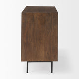 Grace 35.5L x 18.0W x 31.0H Medium Brown Wood W/Black Metal Frame 3 Drawer Accent Cabinet by Mercana at Eve Furniture