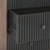 Grace 35.5L x 18.0W x 31.0H Medium Brown Wood W/Black Metal Frame 3 Drawer Accent Cabinet by Mercana at Eve Furniture